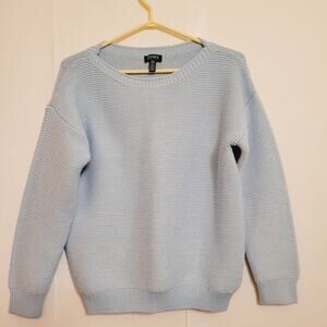 Jones New York womens baby blue textured knit long sleeved heavy thick sweater